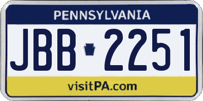 PA license plate JBB2251