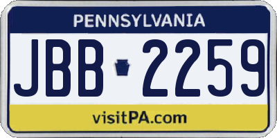 PA license plate JBB2259