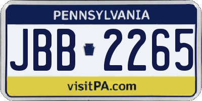 PA license plate JBB2265