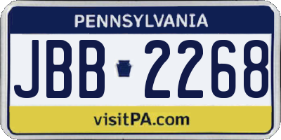 PA license plate JBB2268