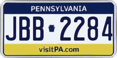 PA license plate JBB2284