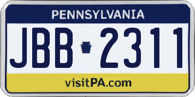 PA license plate JBB2311