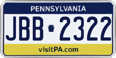 PA license plate JBB2322