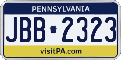 PA license plate JBB2323