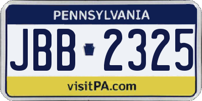 PA license plate JBB2325