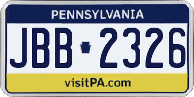 PA license plate JBB2326
