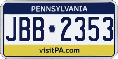 PA license plate JBB2353