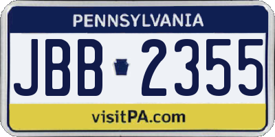 PA license plate JBB2355