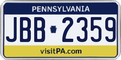 PA license plate JBB2359