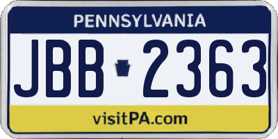 PA license plate JBB2363