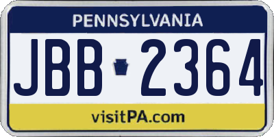 PA license plate JBB2364