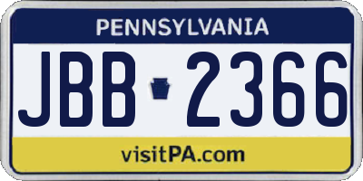 PA license plate JBB2366