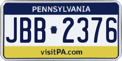 PA license plate JBB2376