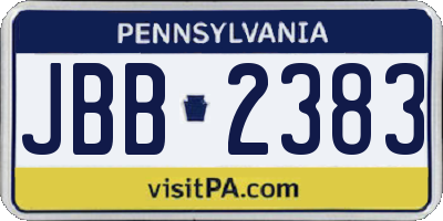 PA license plate JBB2383