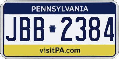 PA license plate JBB2384