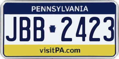 PA license plate JBB2423