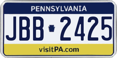 PA license plate JBB2425