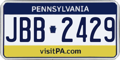 PA license plate JBB2429