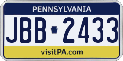 PA license plate JBB2433
