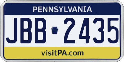 PA license plate JBB2435