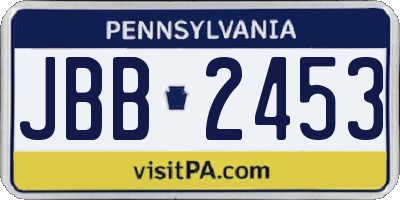 PA license plate JBB2453