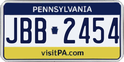 PA license plate JBB2454