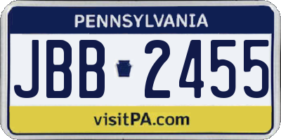 PA license plate JBB2455