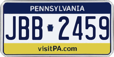 PA license plate JBB2459