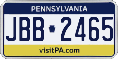 PA license plate JBB2465
