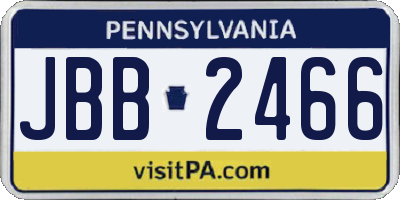PA license plate JBB2466