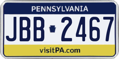 PA license plate JBB2467
