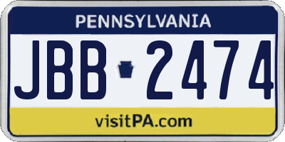 PA license plate JBB2474