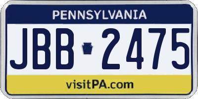 PA license plate JBB2475