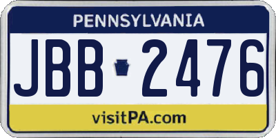 PA license plate JBB2476