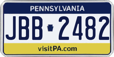 PA license plate JBB2482