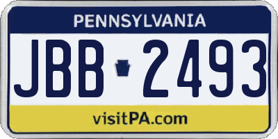 PA license plate JBB2493