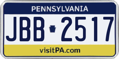 PA license plate JBB2517