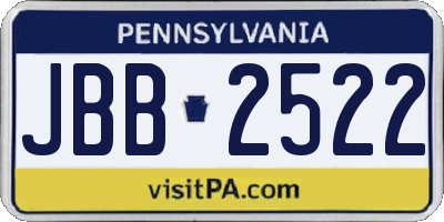 PA license plate JBB2522