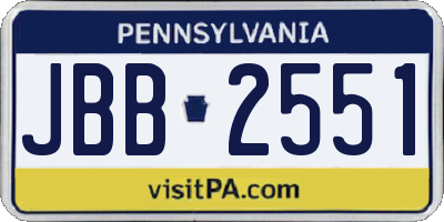 PA license plate JBB2551