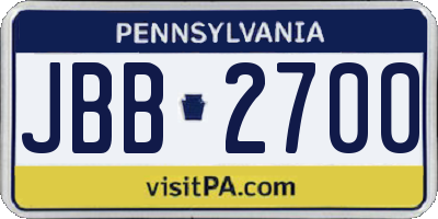 PA license plate JBB2700
