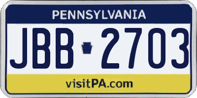 PA license plate JBB2703