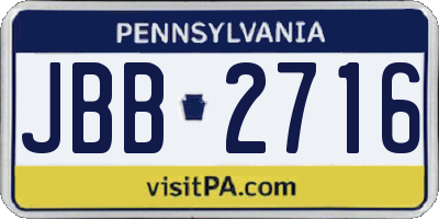 PA license plate JBB2716