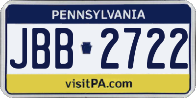PA license plate JBB2722