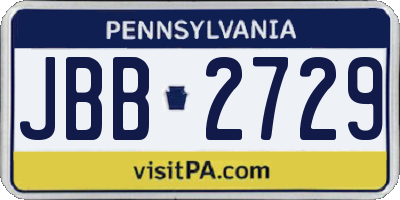 PA license plate JBB2729
