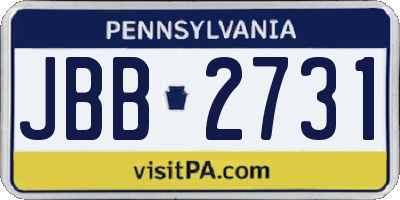PA license plate JBB2731
