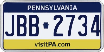PA license plate JBB2734
