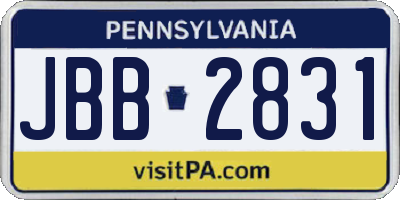 PA license plate JBB2831