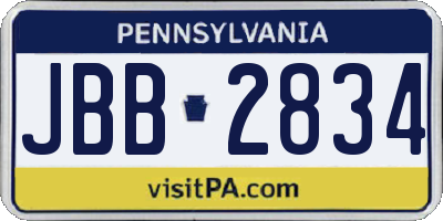 PA license plate JBB2834