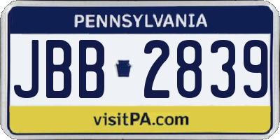 PA license plate JBB2839
