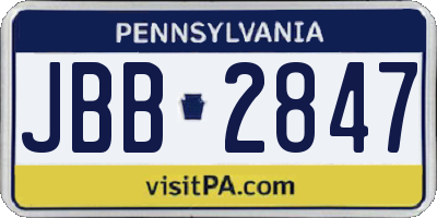 PA license plate JBB2847